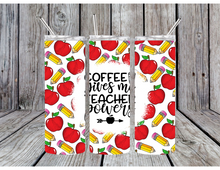Load image into Gallery viewer, Coffee give me teacher powers tumbler