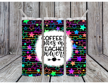 Load image into Gallery viewer, Coffee give me teacher powers tumbler