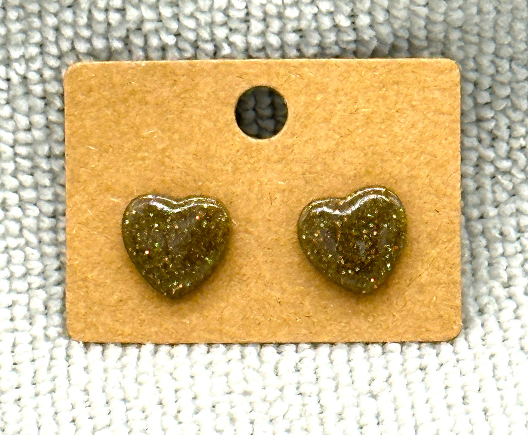 Light brown glitter stud earrings