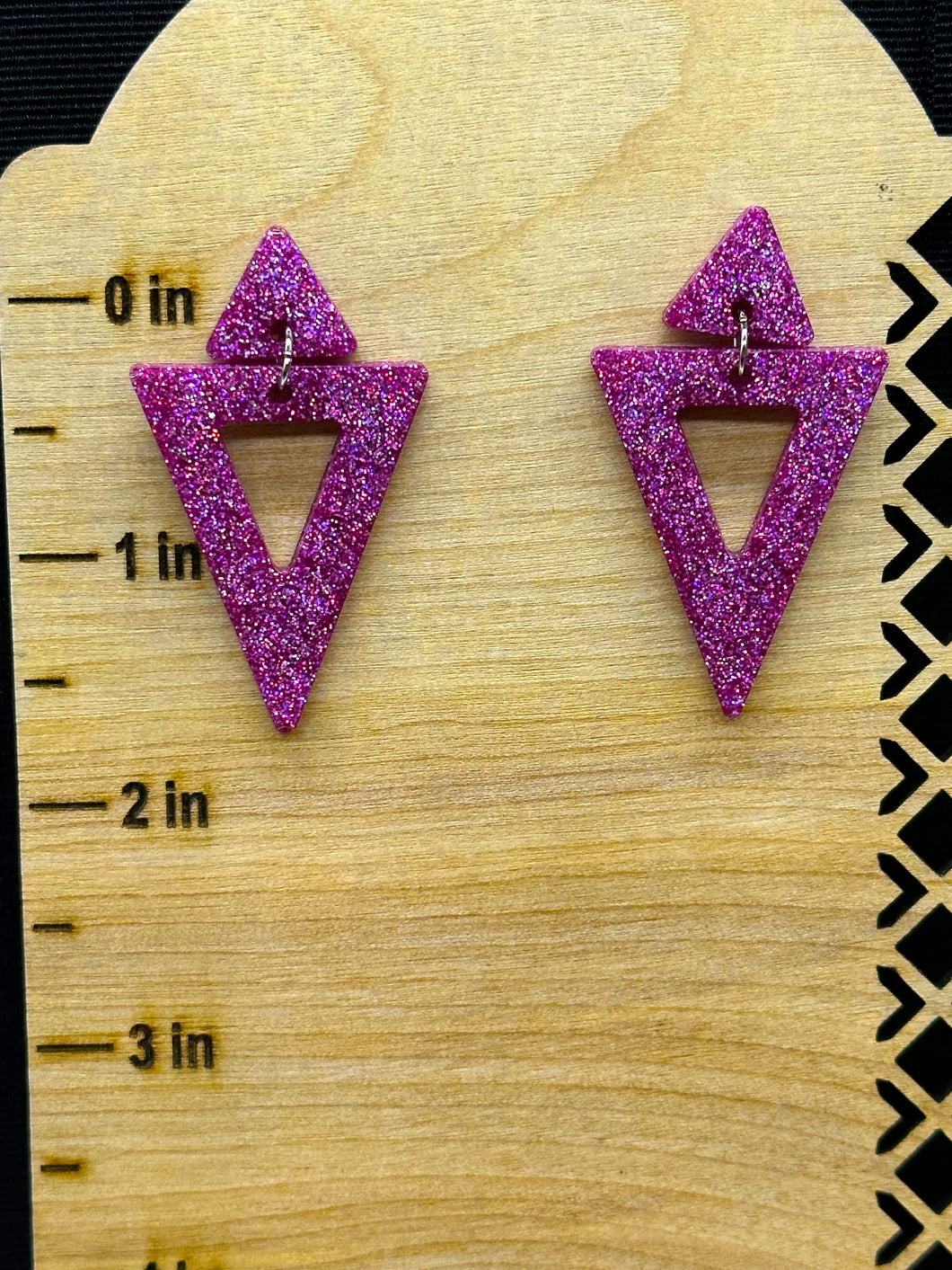 Pink glitter dangle earrings