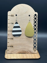 Load image into Gallery viewer, Black and white striped faux leather earrings
