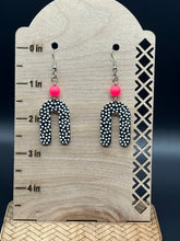 Load image into Gallery viewer, Black and white polka dot arch earrings
