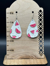 Load image into Gallery viewer, Watermelon faux leather earrings
