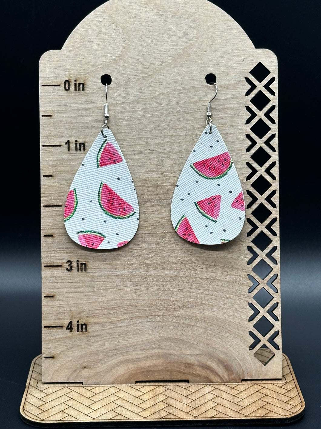 Watermelon faux leather earrings