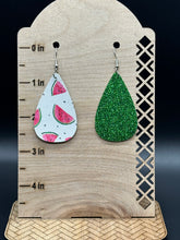 Load image into Gallery viewer, Watermelon faux leather earrings
