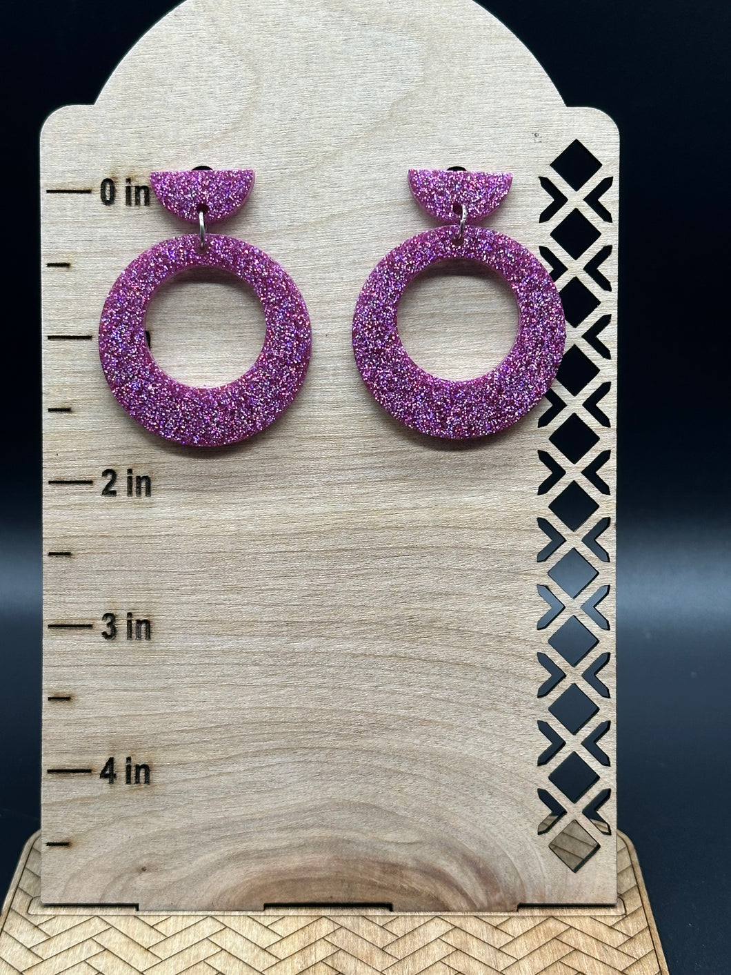 Pink glitter resin earrings