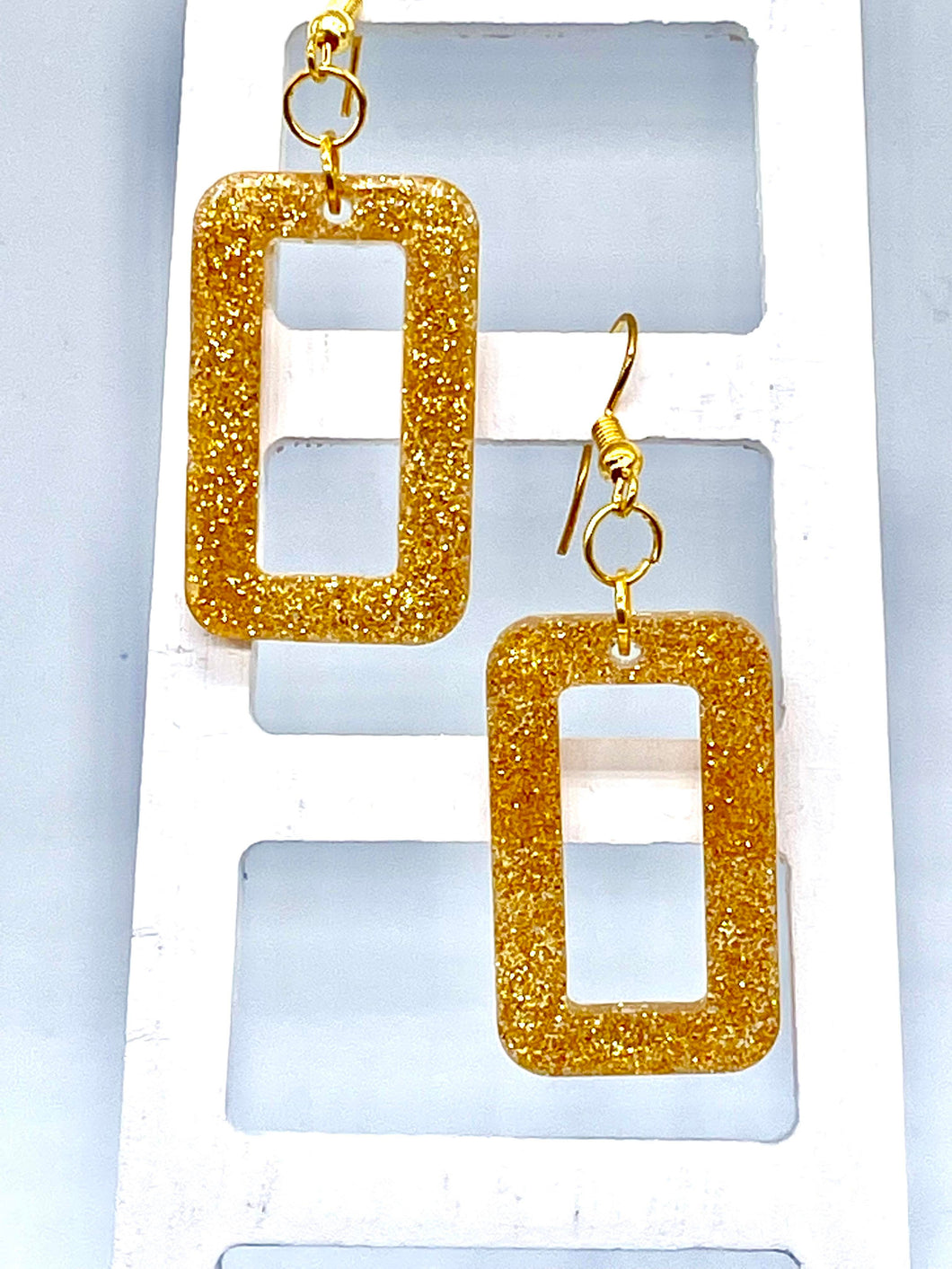 Gold rectangle earrings